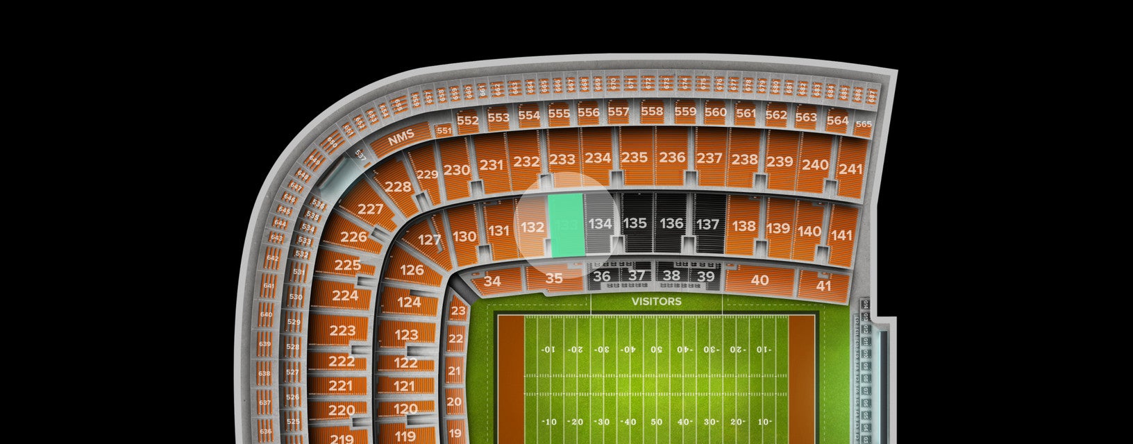 Seat view from Middle Sideline