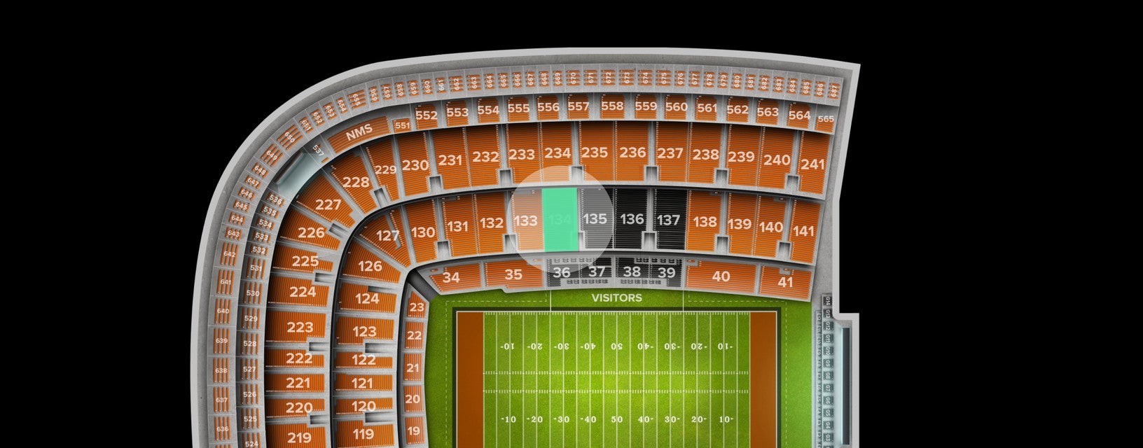 Seat view from Middle Sideline