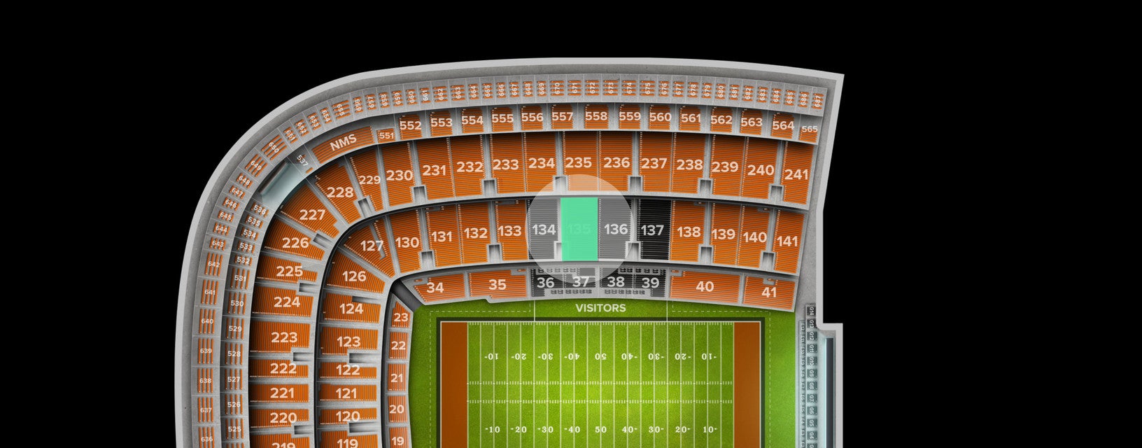 Seat view from Middle Sideline