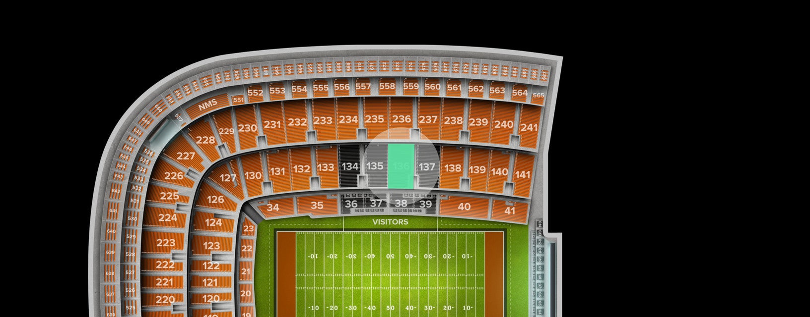 Seat view from Middle Sideline