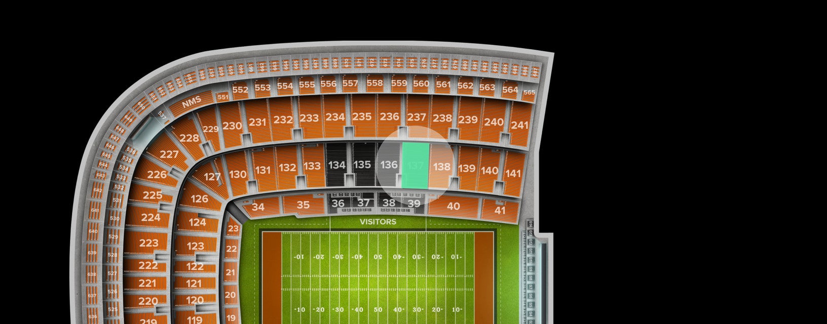 Seat view from Middle Sideline