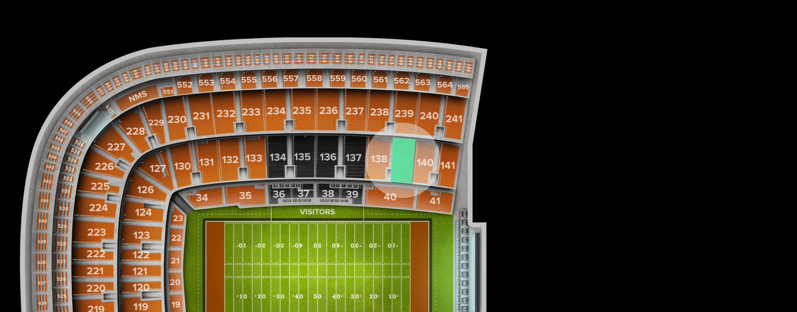 Seat view from Middle Sideline
