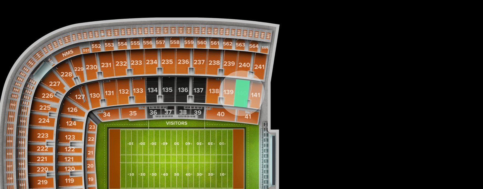 Seat view from Middle Sideline