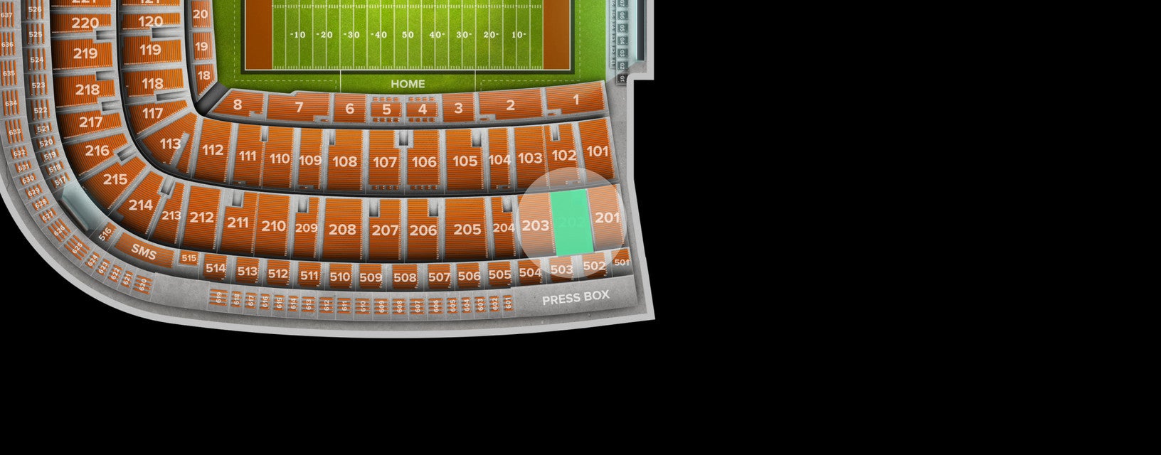 Seat view from Upper Sideline