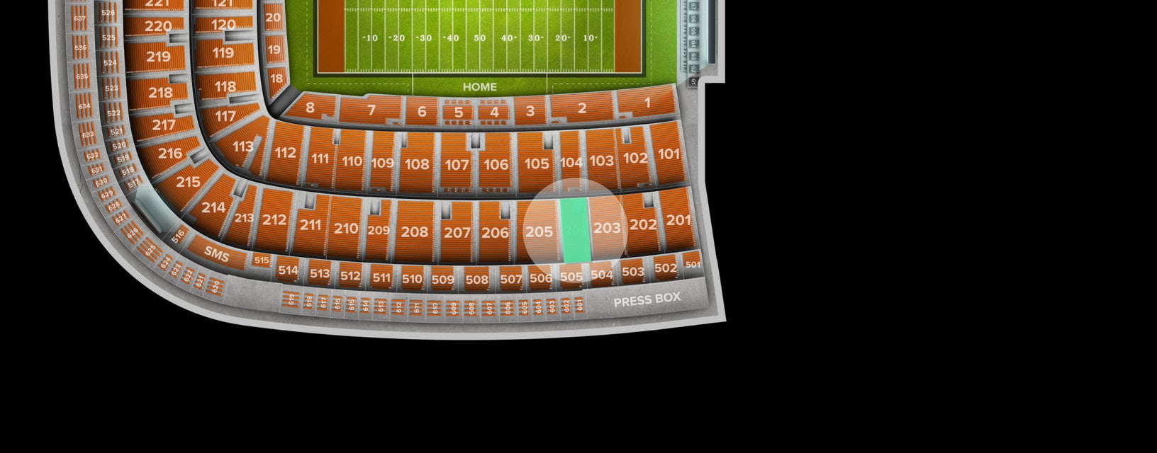Seat view from Upper Sideline