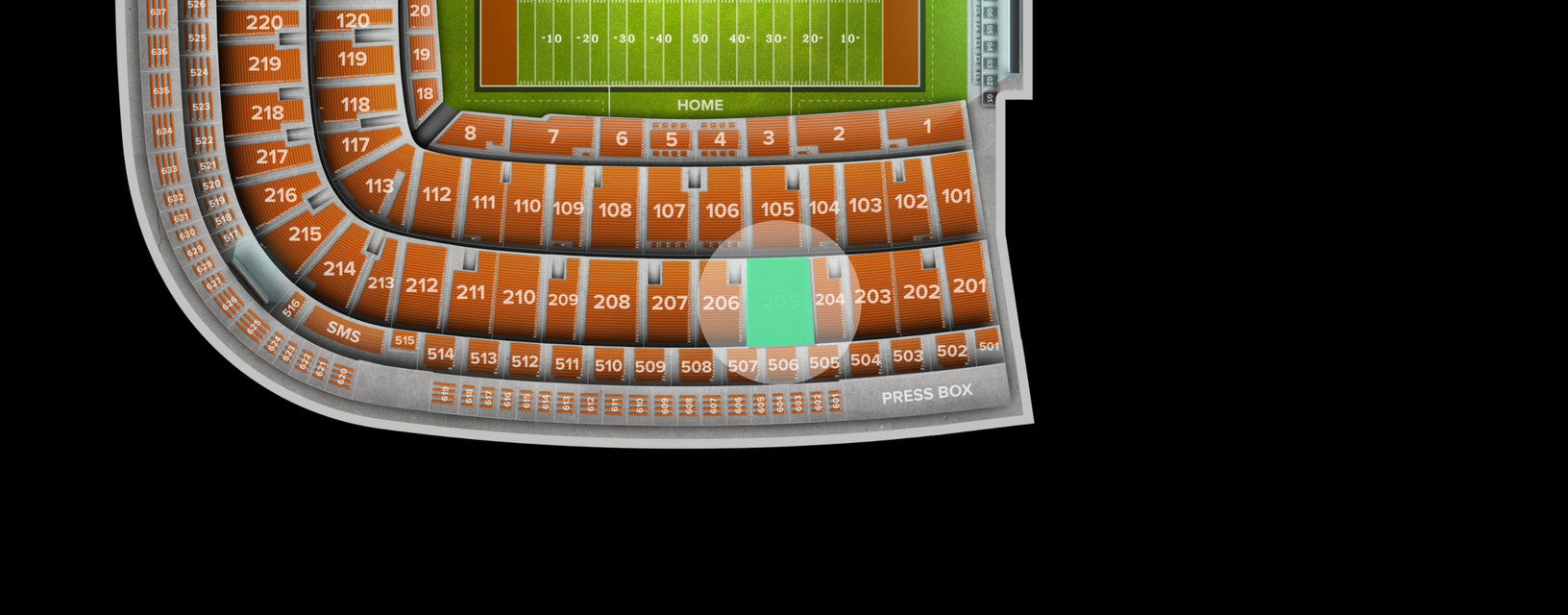 Seat view from Upper Sideline