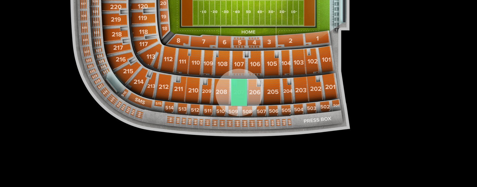 Seat view from Upper Sideline