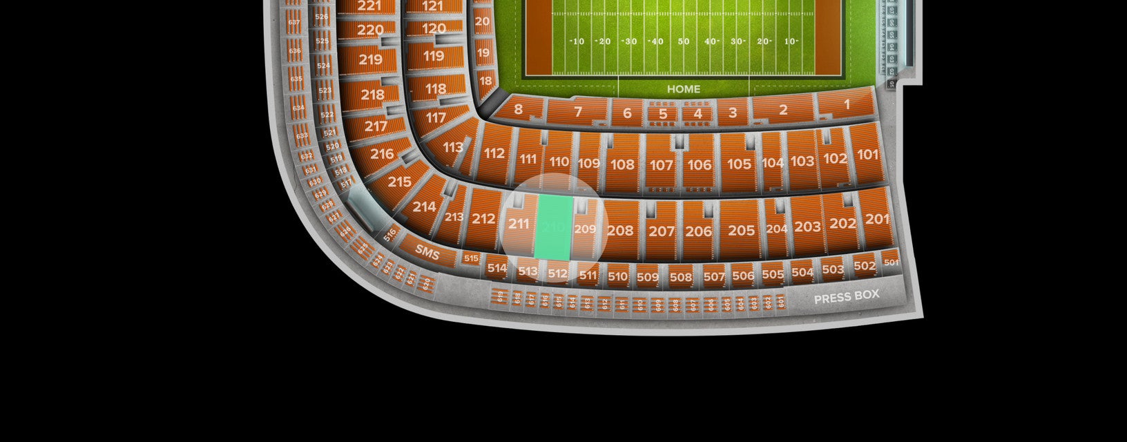 Seat view from Upper Sideline