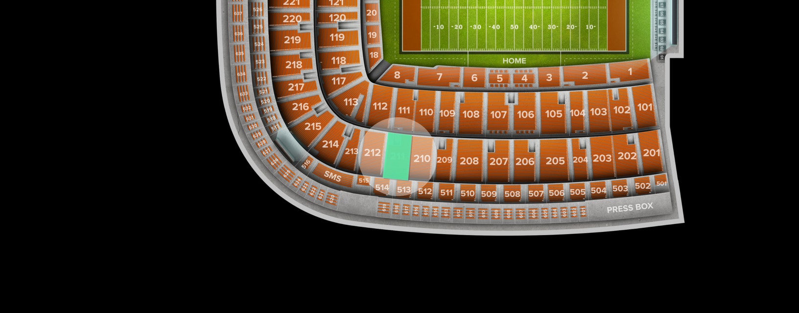 Seat view from Upper Sideline