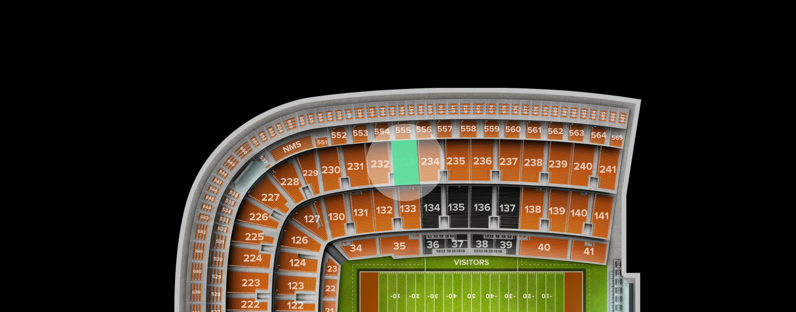Seat view from Upper Sideline