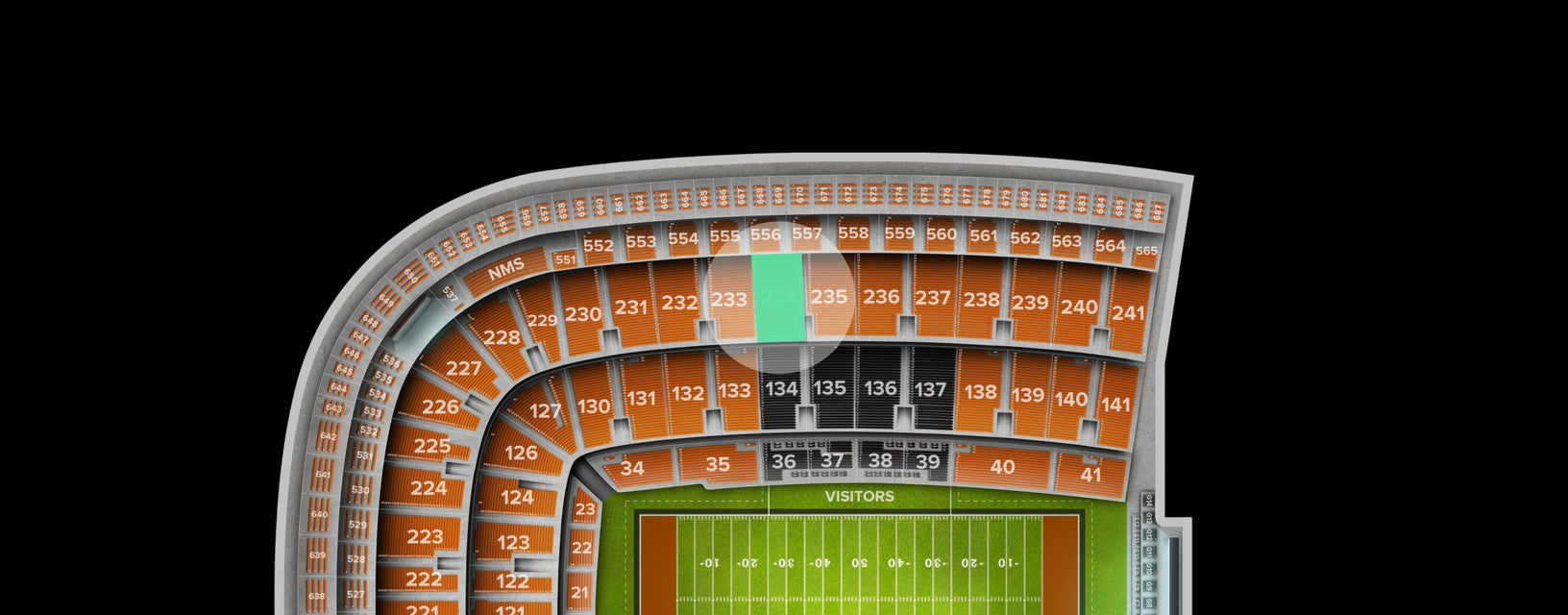Seat view from Upper Sideline
