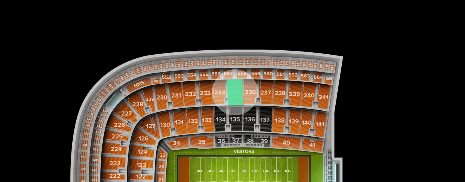 Seat view from Upper Sideline