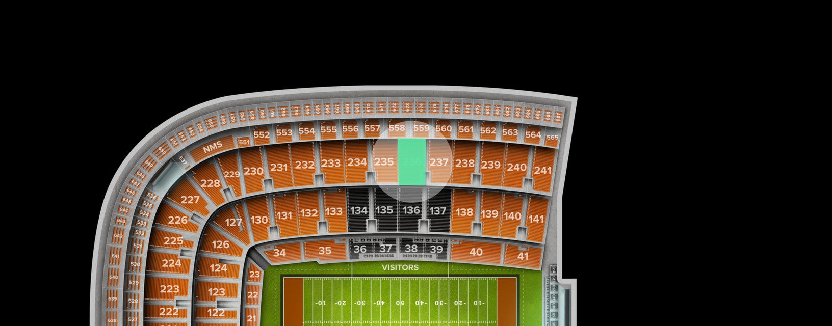 Seat view from Upper Sideline