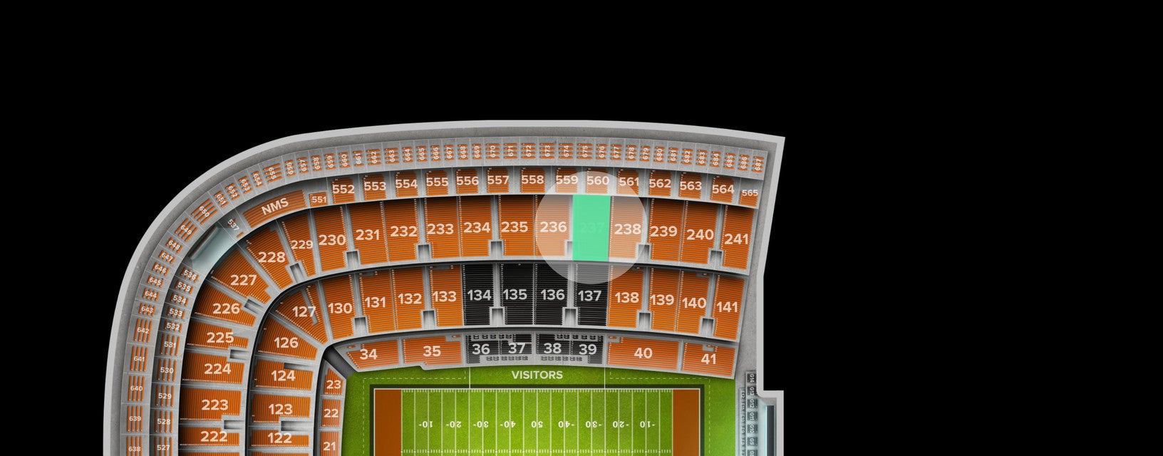 Seat view from Upper Sideline
