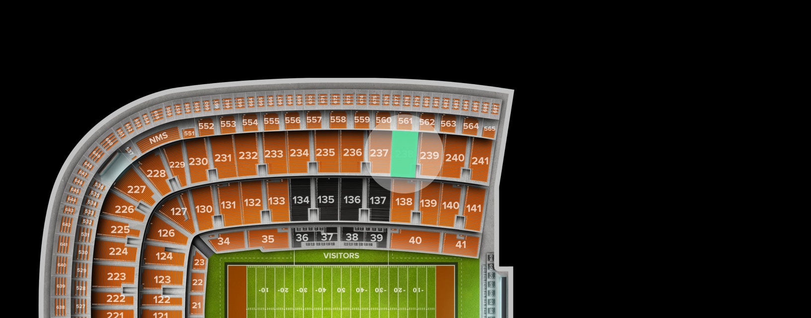 Seat view from Upper Sideline