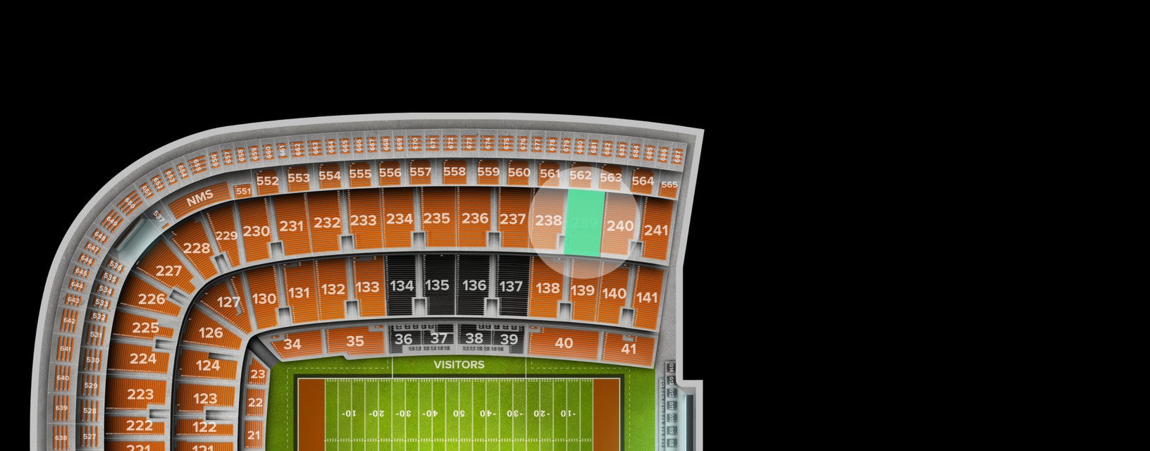 Seat view from Upper Sideline