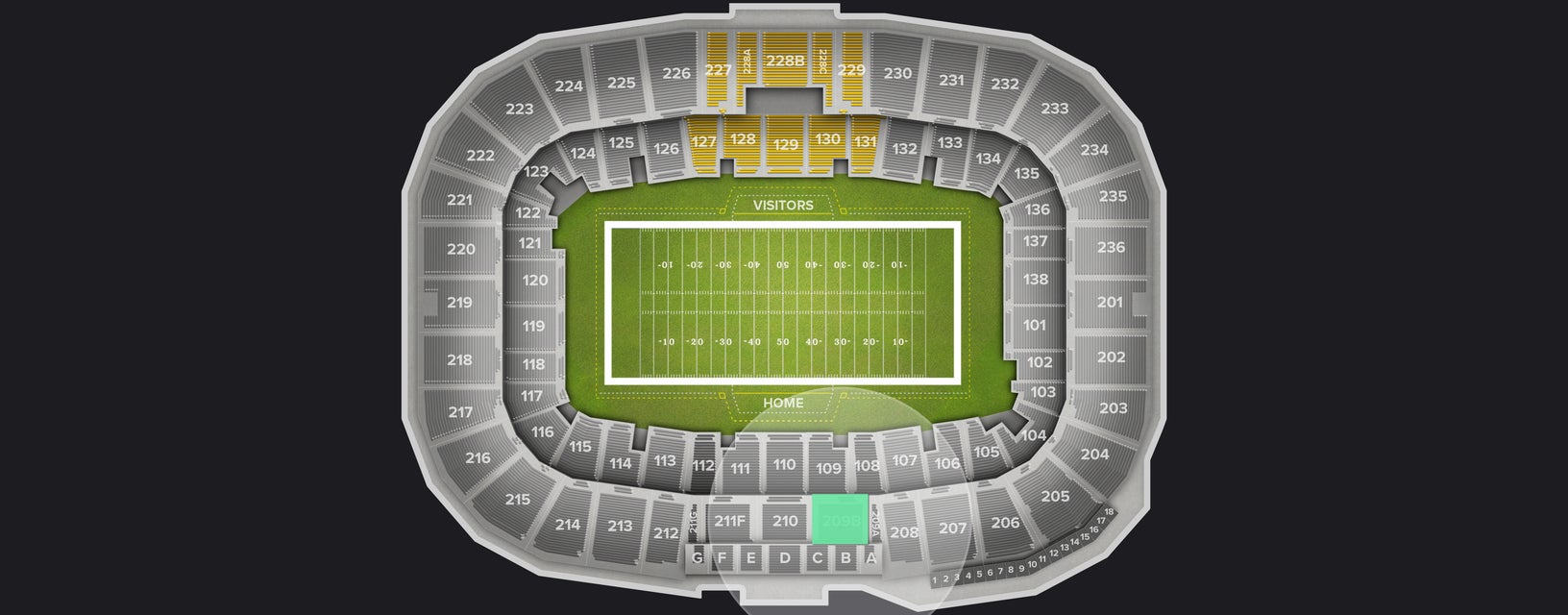 Seat view from Upper Sideline