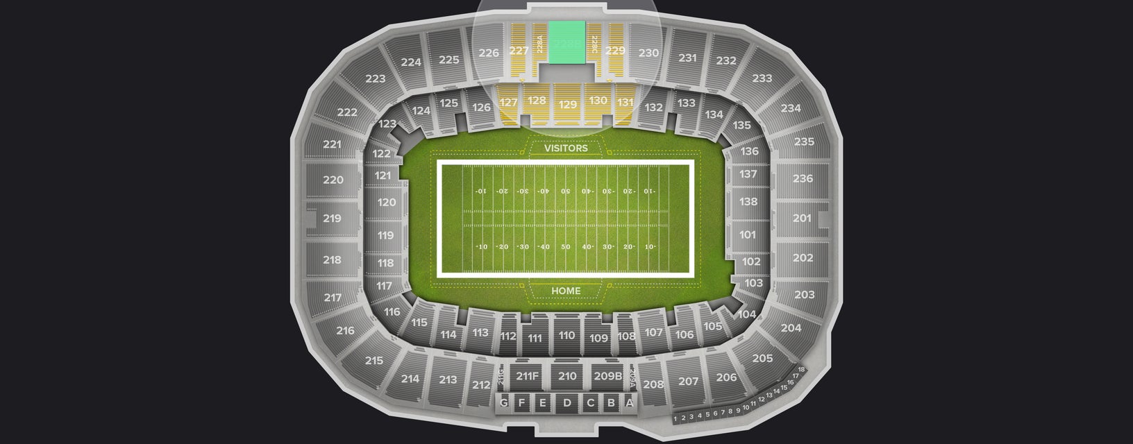 Seat view from Upper Sideline