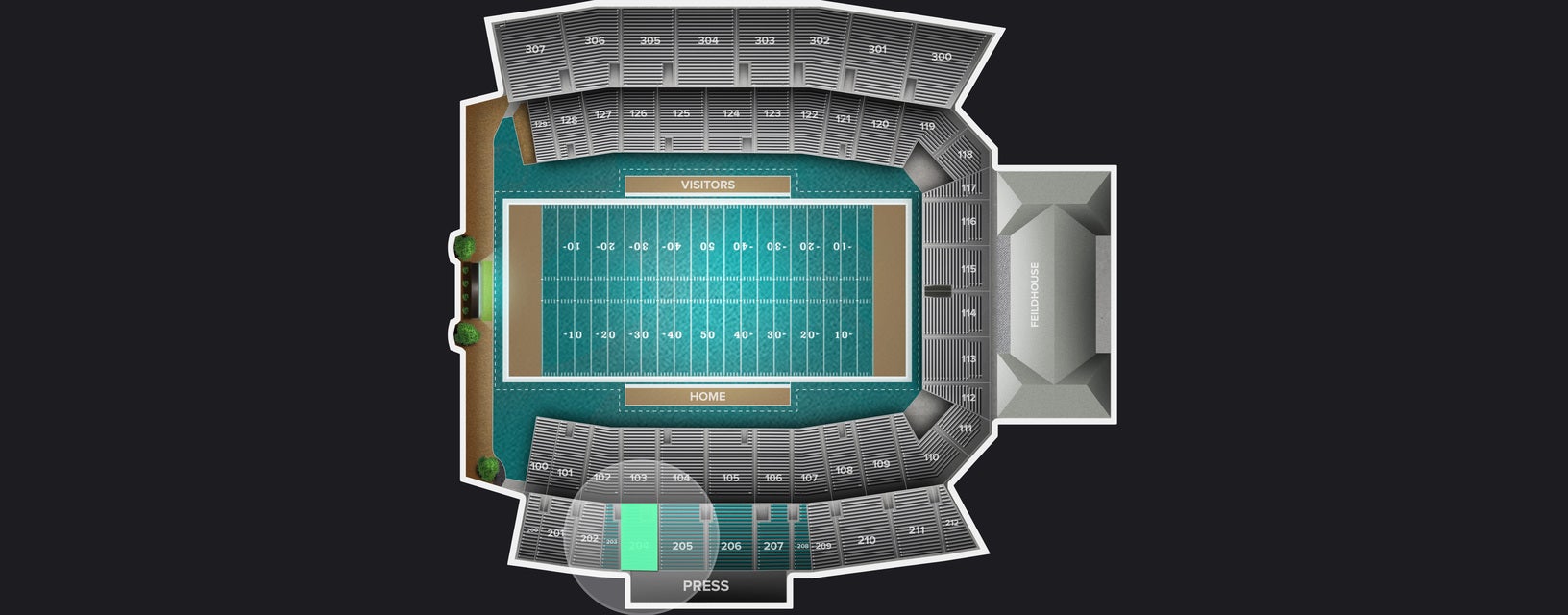 Seat view from Upper Sideline