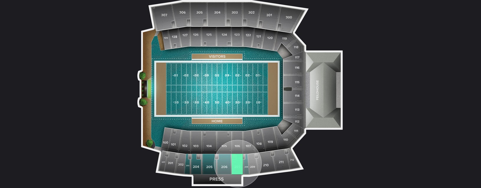 Seat view from Upper Sideline