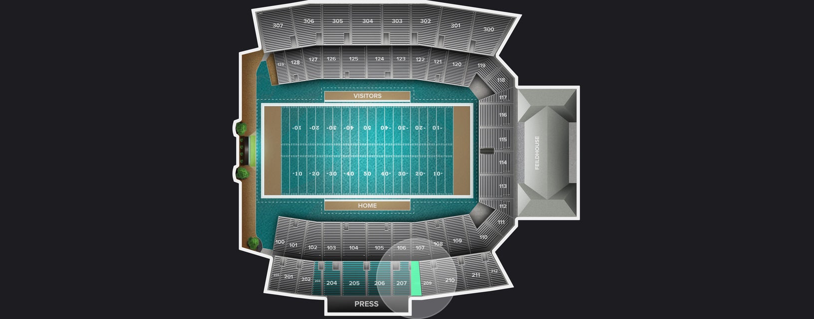 Seat view from Upper Sideline