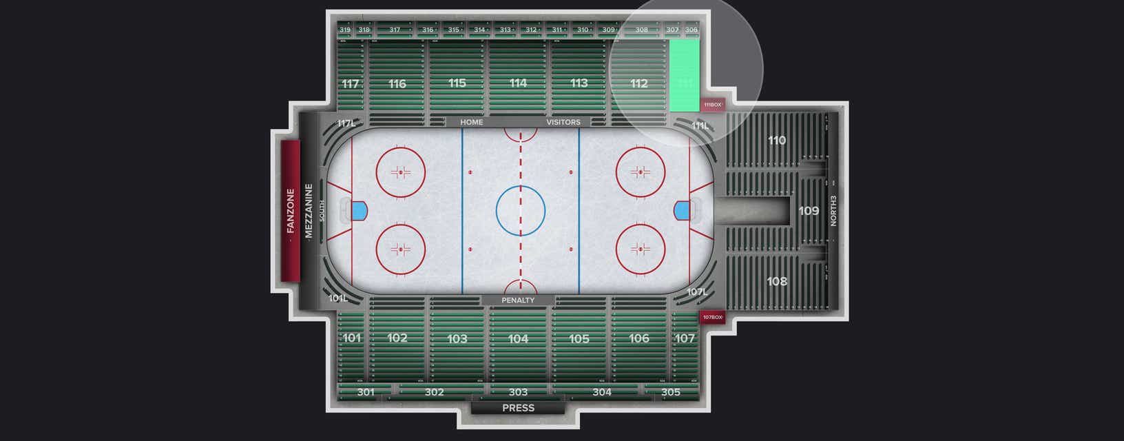 Seat view from Section