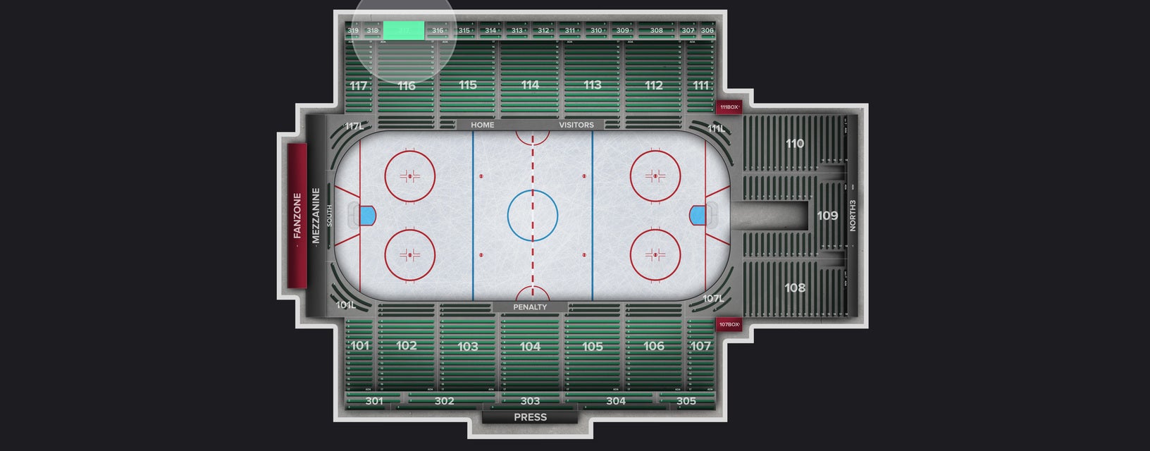 Seat view from Section