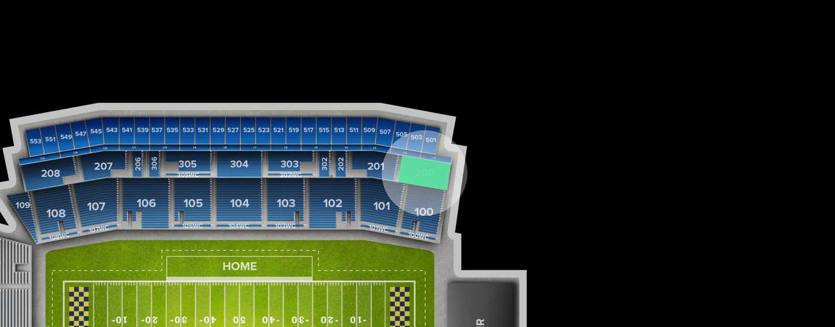 Seat view from Upper Sideline