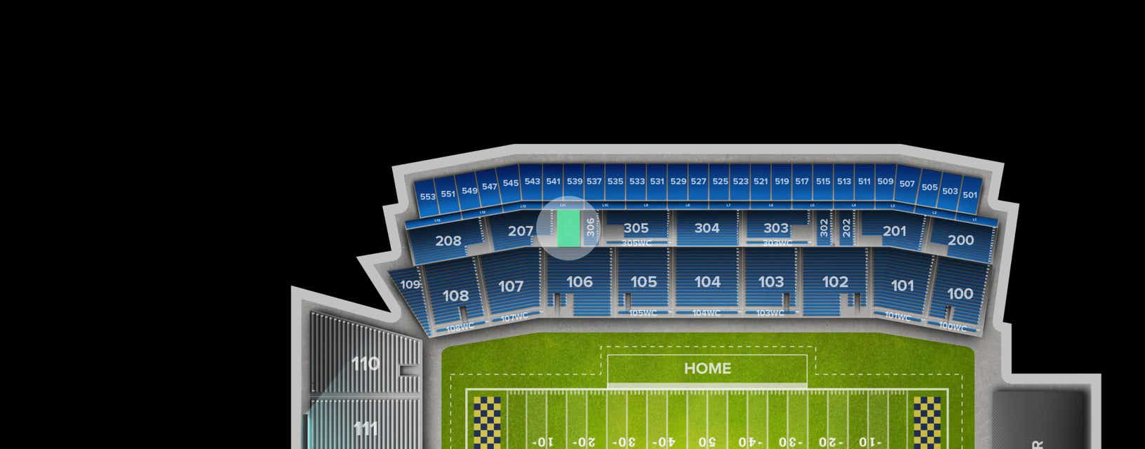 Seat view from Upper Sideline