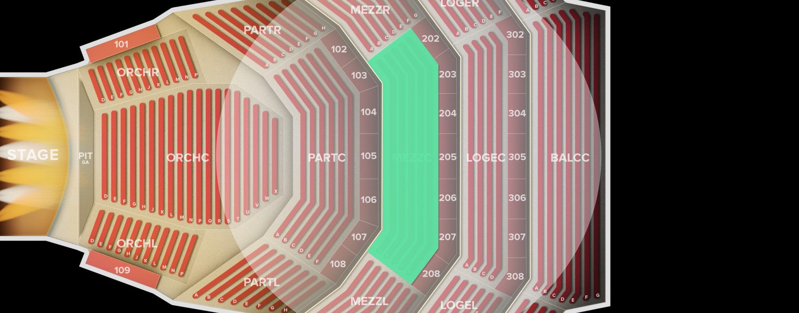 Seat view from Mezzanine Center