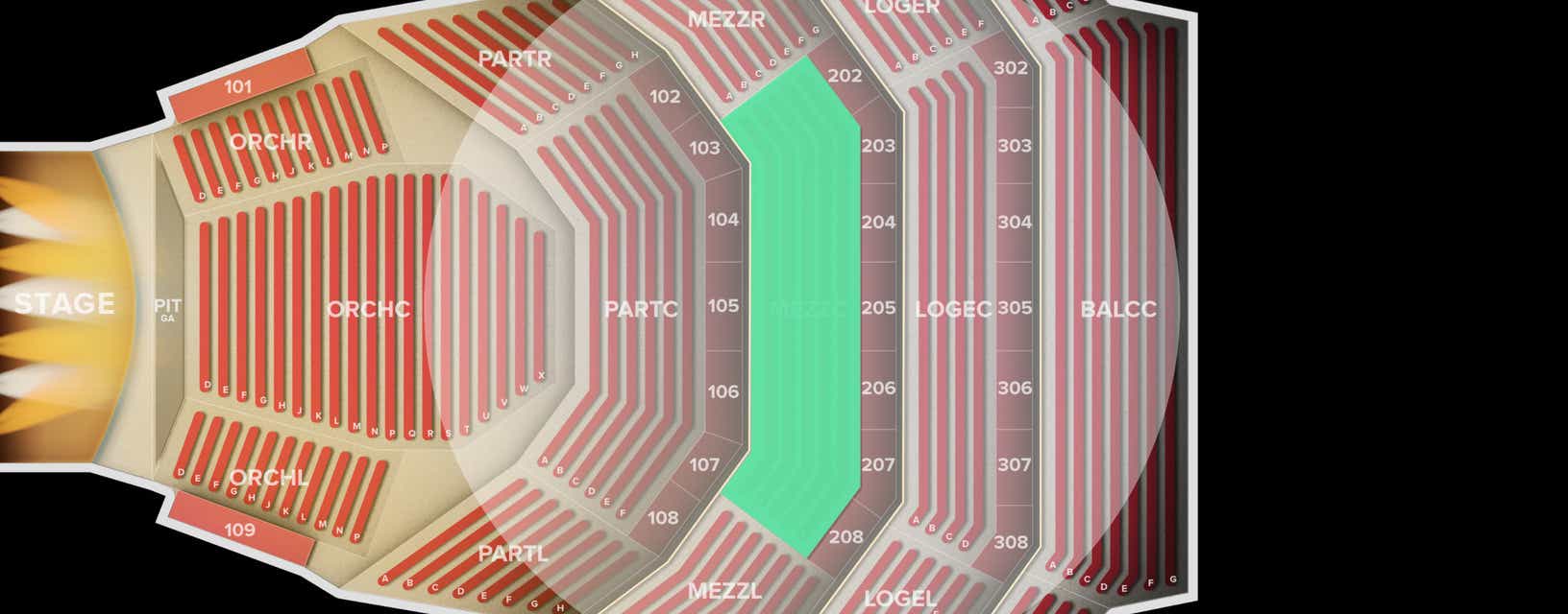 Seat view from Mezzanine Center