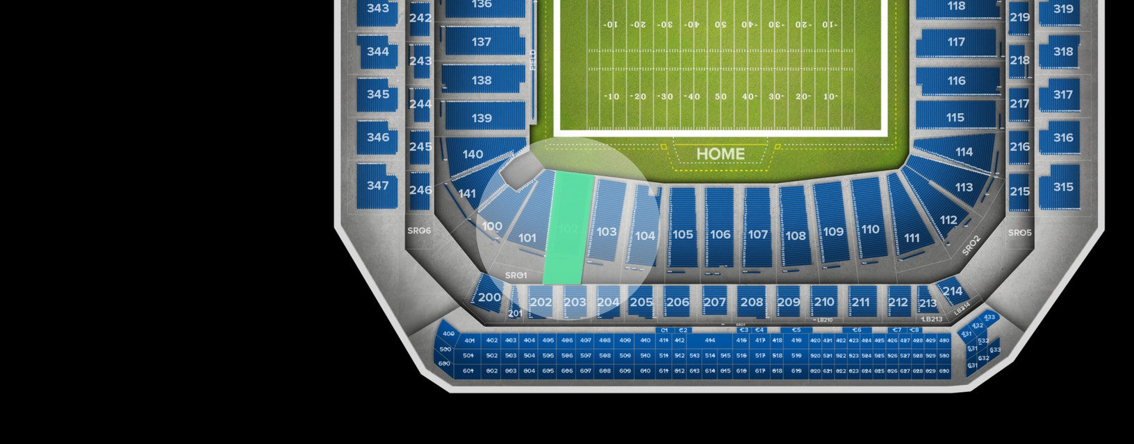 Seat view from Lower Level Sideline