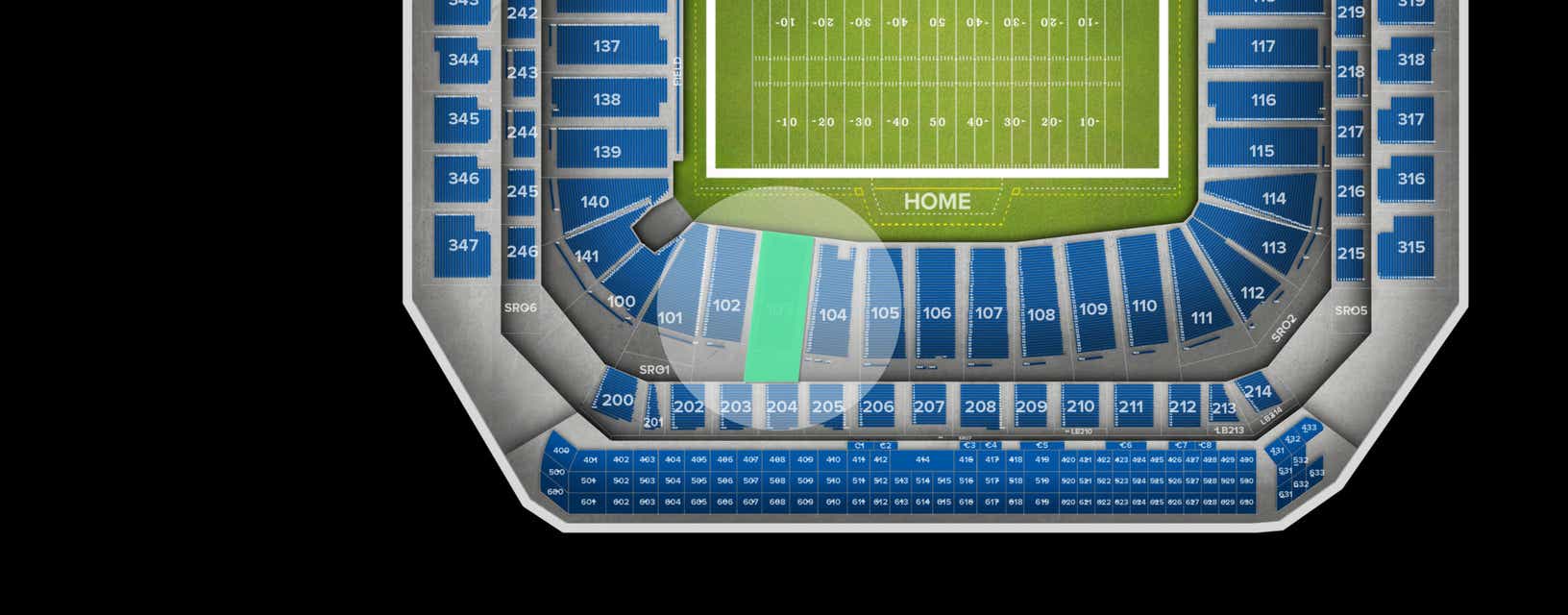 Seat view from Lower Level Sideline