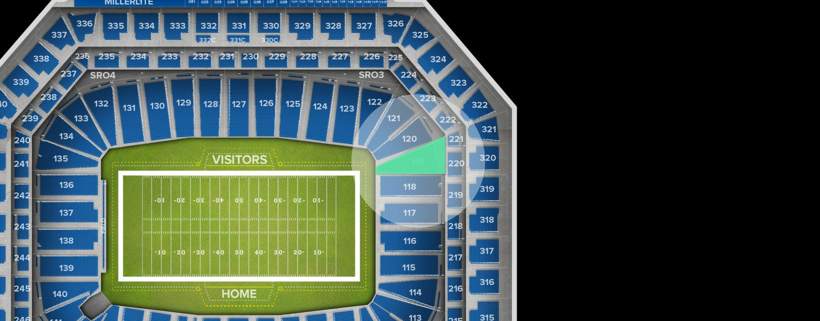 Seat view from Lower Level End Zone