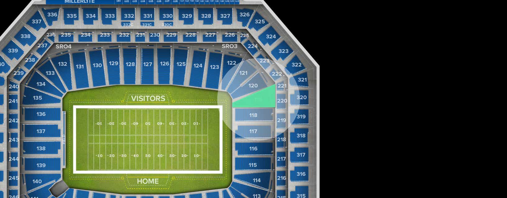 Seat view from Lower Level End Zone