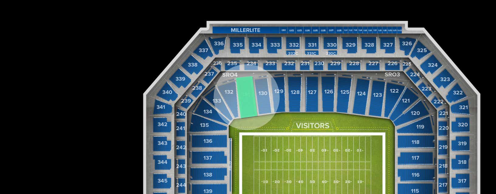 Seat view from Lower Level Sideline