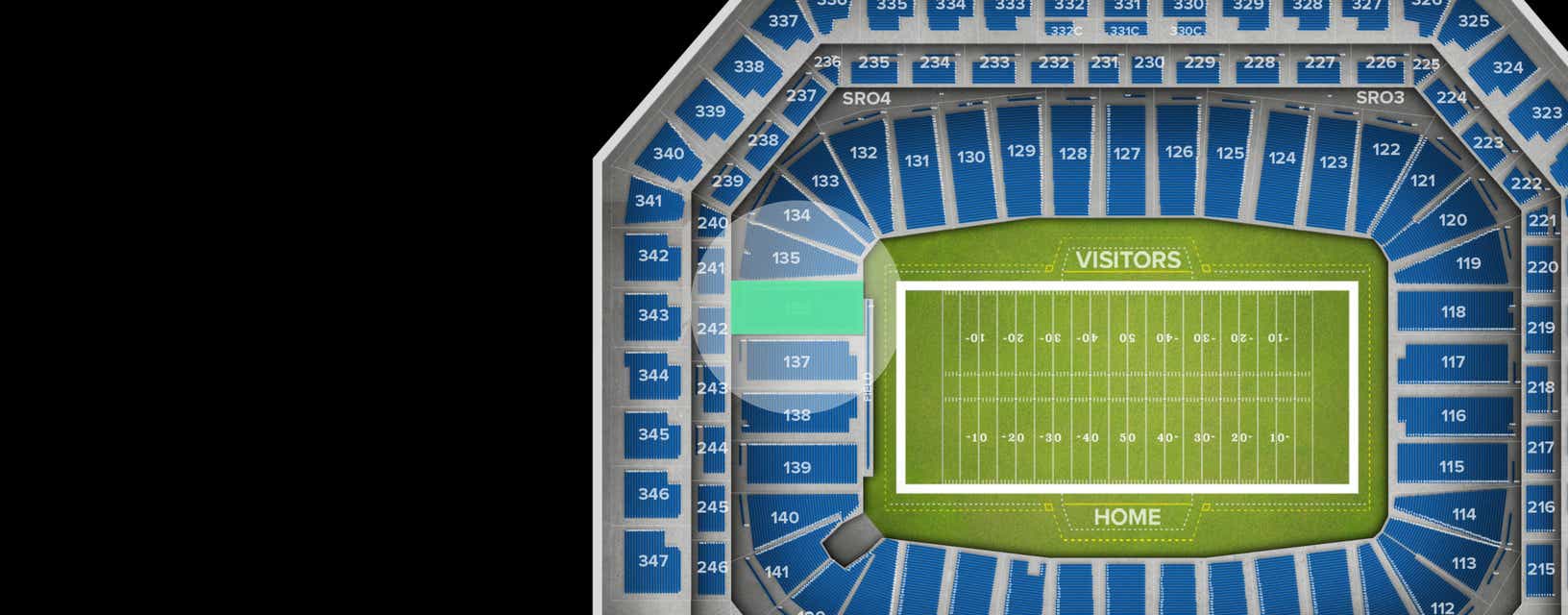 Seat view from Lower Level End Zone