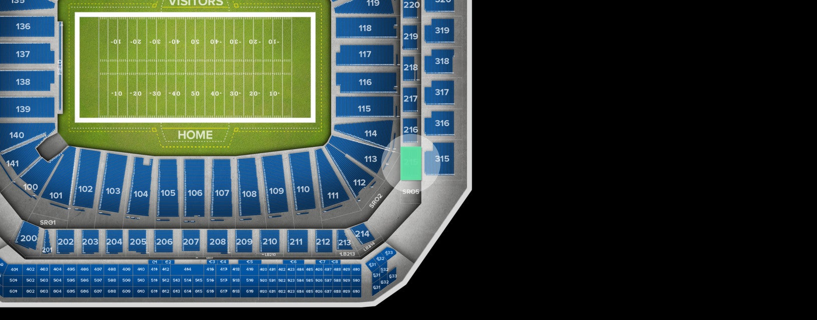 Seat view from Middle Level End Zone