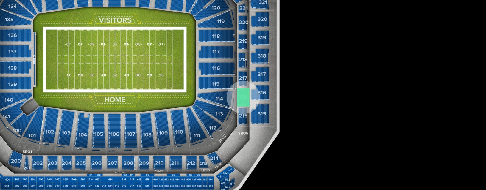 Seat view from Middle Level End Zone