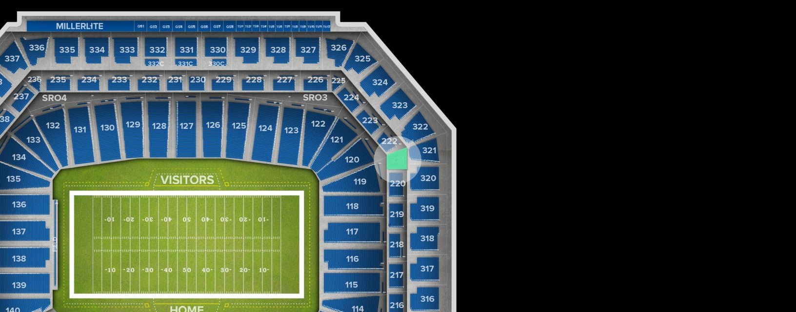 Seat view from Middle Level End Zone