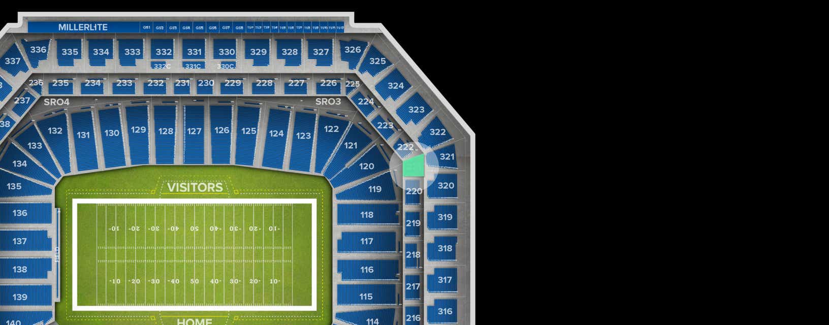 Seat view from Middle Level End Zone