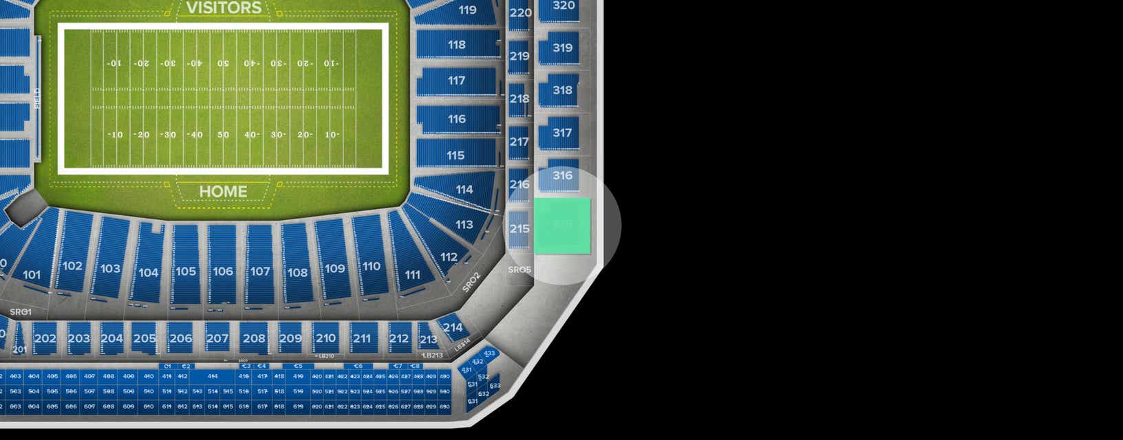 Seat view from Upper Level End Zone