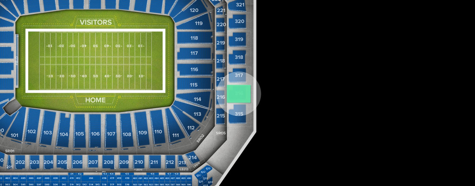 Seat view from Upper Level End Zone