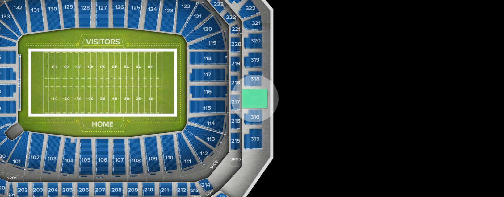 Seat view from Upper Level End Zone