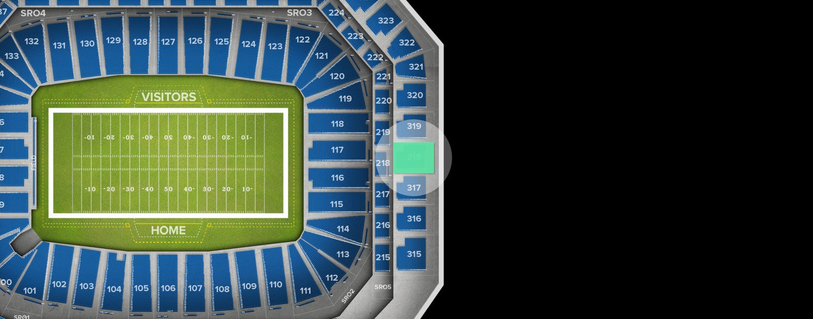 Seat view from Upper Level End Zone