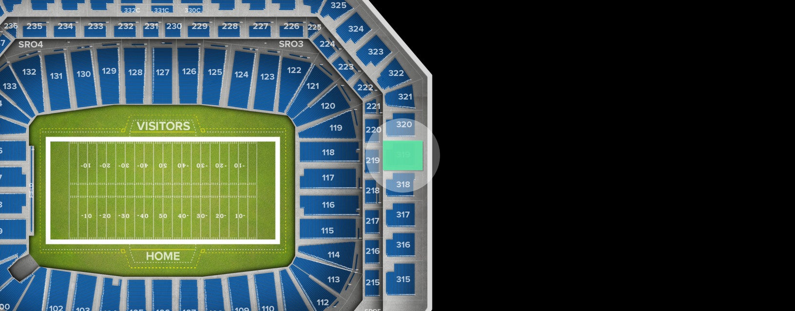 Seat view from Upper Level End Zone
