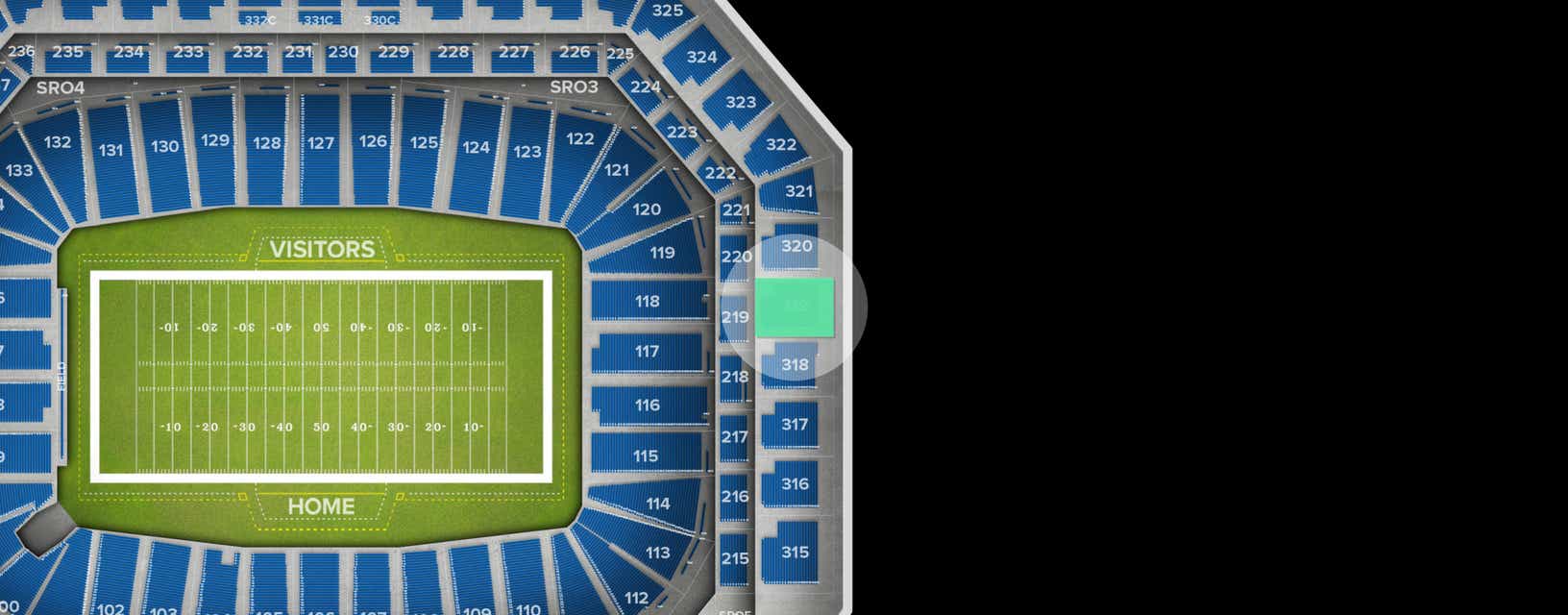 Seat view from Upper Level End Zone