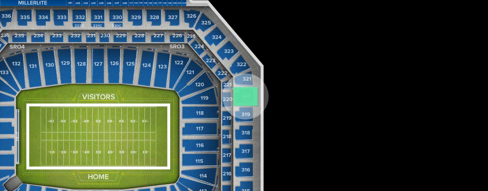 Seat view from Upper Level End Zone