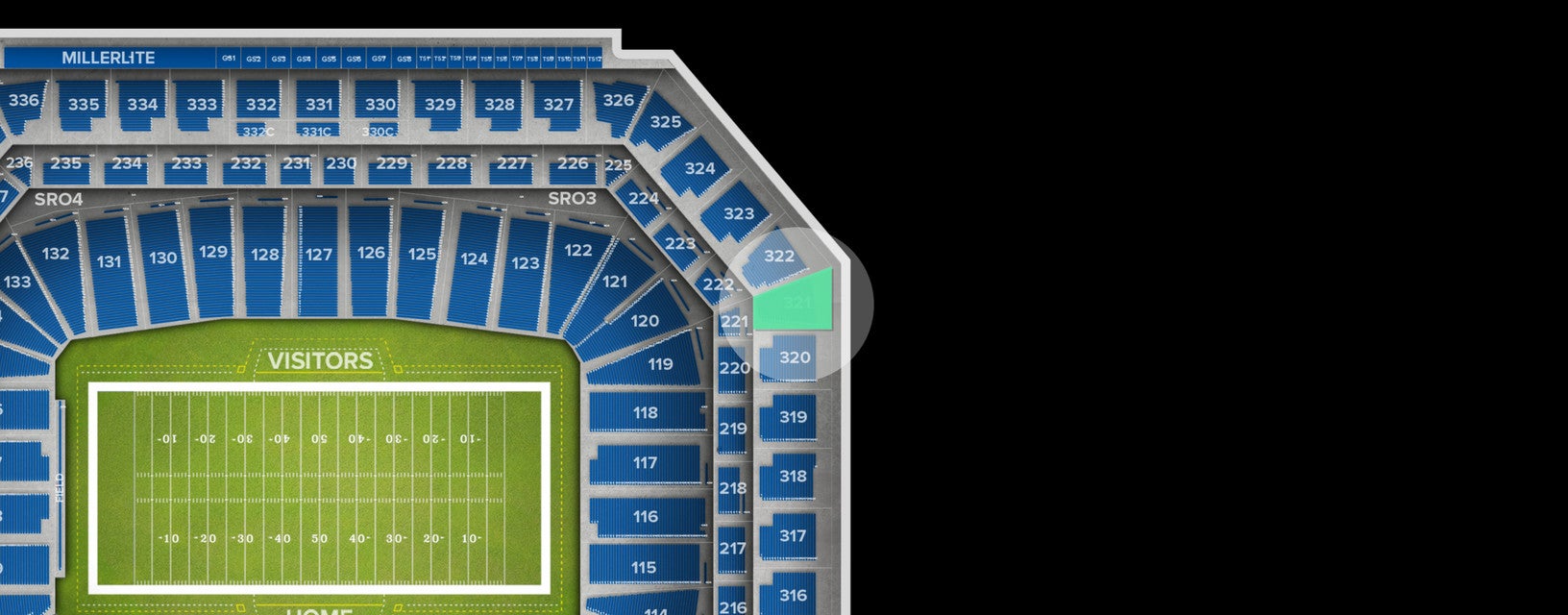 Seat view from Upper Level End Zone