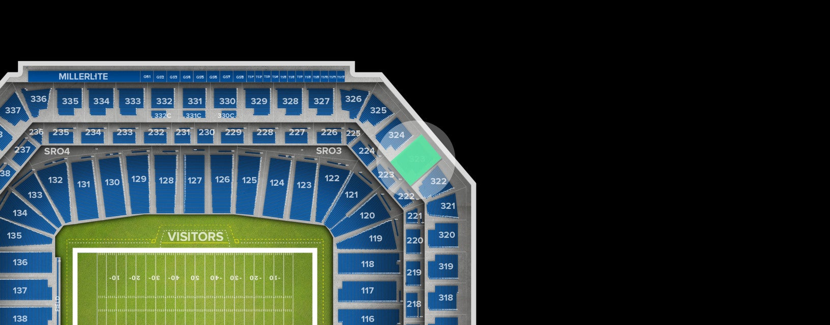 Seat view from Upper Level Corner